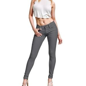 NWT Hybrid & Company Mid Waisted Stretch Skinny Ankle Pants Pockets 14 Grey